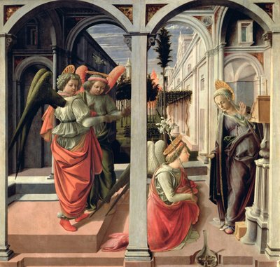 La Anunciación con tres ángeles, 1440 de Fra Filippo Lippi